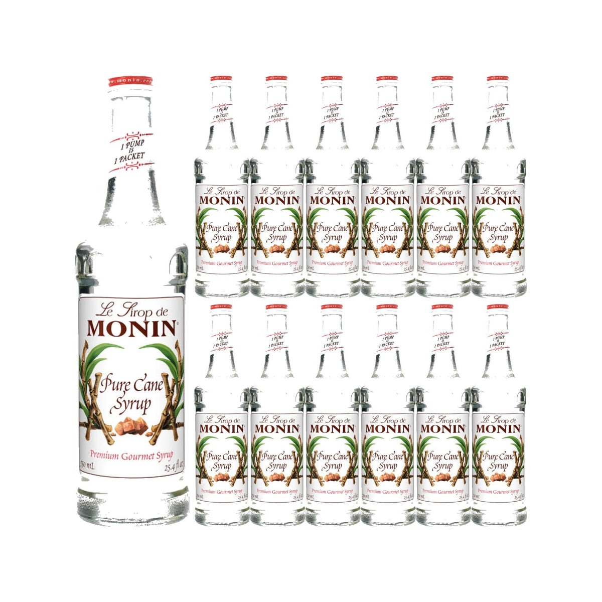 Monin Pure Cane Syrup 750ml Glass Bottle, case of 12 bottles