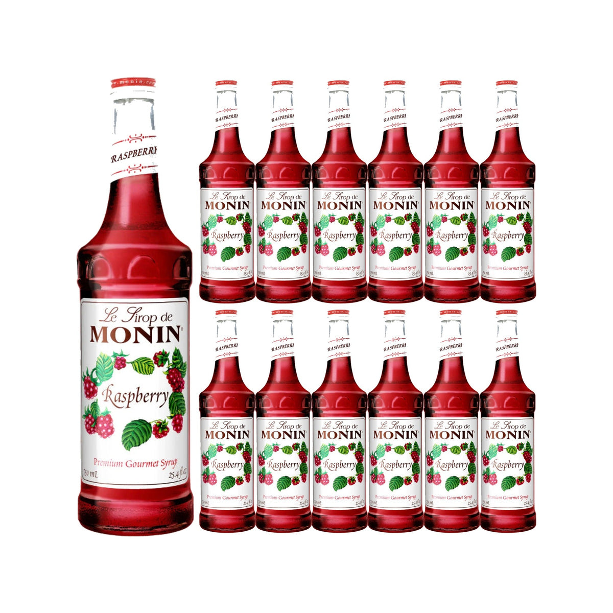 Monin Raspberry Syrup 750ml Glass Bottle, case of 12 bottles