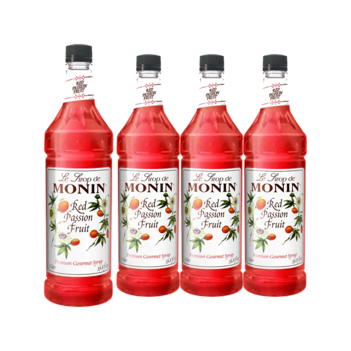 Monin Red Passion Fruit Syrup 1L Plastic Bottle, case of four 1L bottles