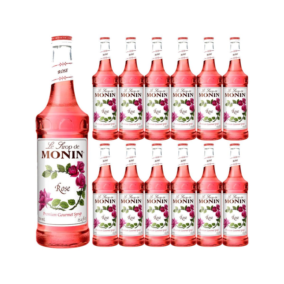 Monin Rose Syrup 750ml Glass Bottle, case of 12 bottles