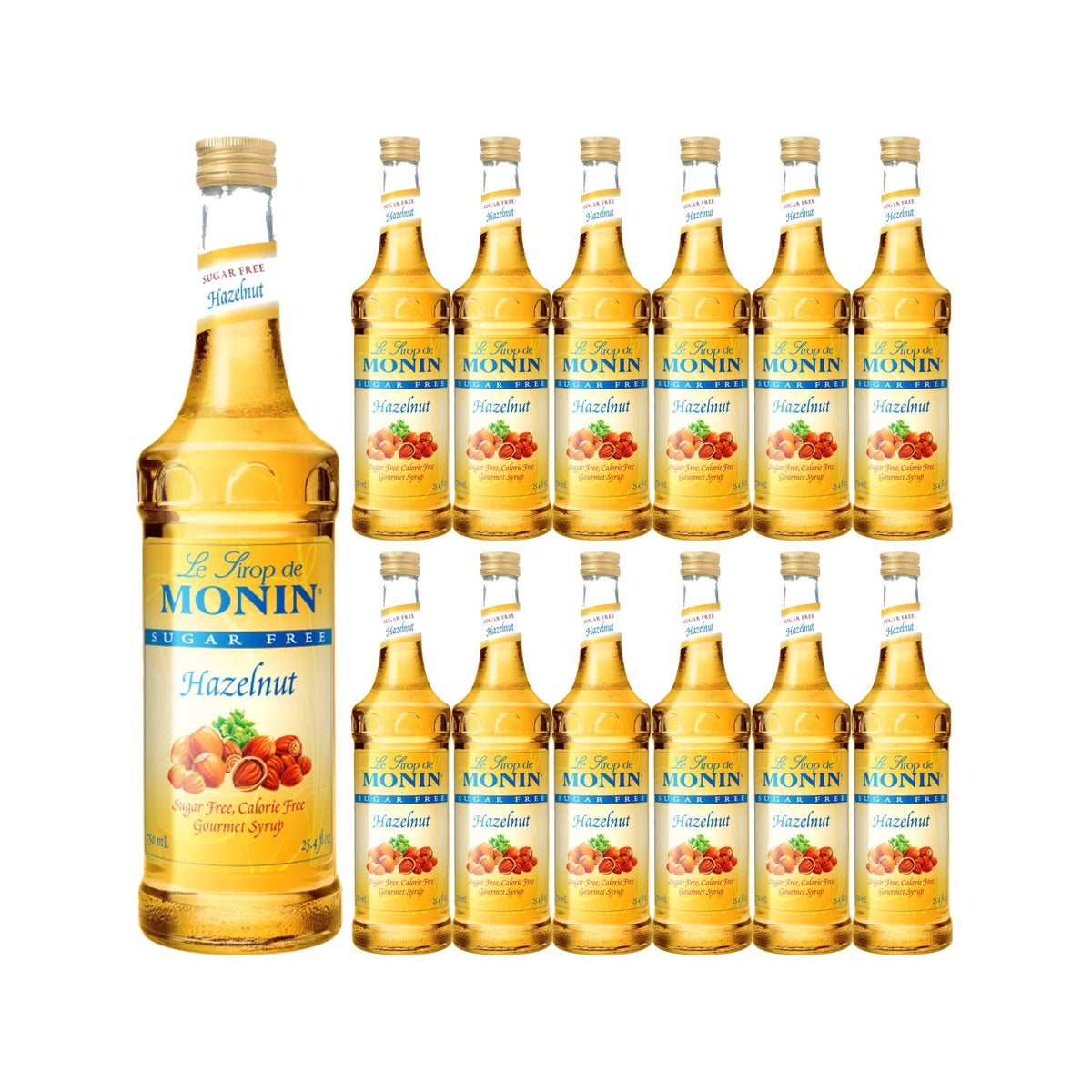 Monin Sugar Free Hazelnut Syrup 750ml Glass Bottle, case of 12 bottles