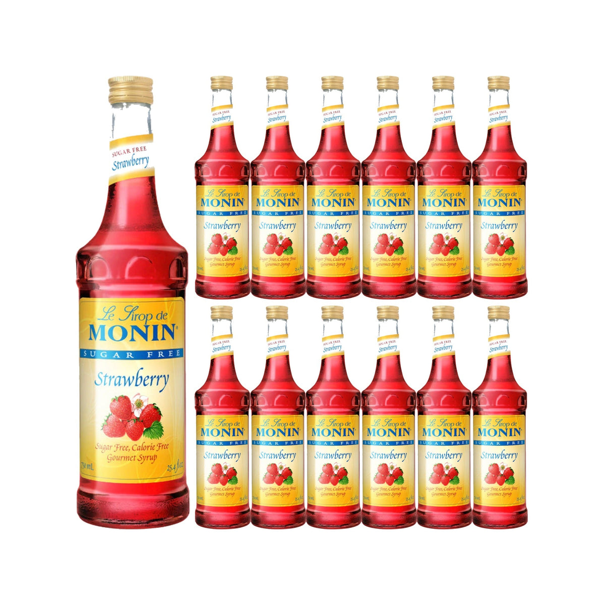 Monin Sugar Free Strawberry Syrup 750ml Glass Bottle, case of 12 bottles