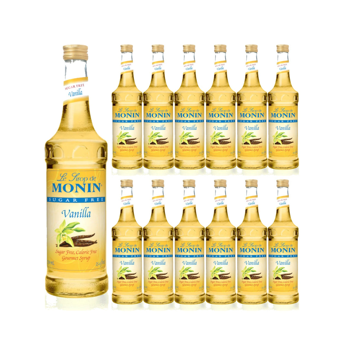 Monin Sugar Free Vanilla Syrup 750ml Glass Bottle, case of 12 bottles