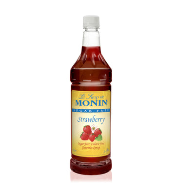 Monin Sugar Free Strawberry Syrup 1L Plastic Bottle