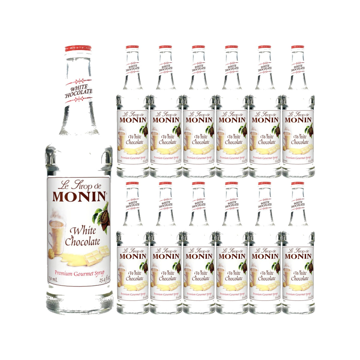 Monin White Chocolate Syrup 750ml Glass Bottle, case of 12 bottles