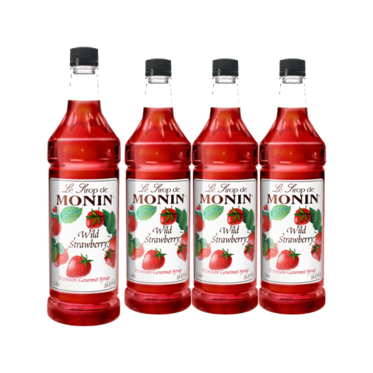Monin Wild Strawberry Syrup 1L Plastic Bottle, case of four 1L bottles