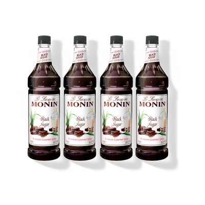 Monin Black Sugar Syrup 1L Plastic Bottle (Pack of 4)