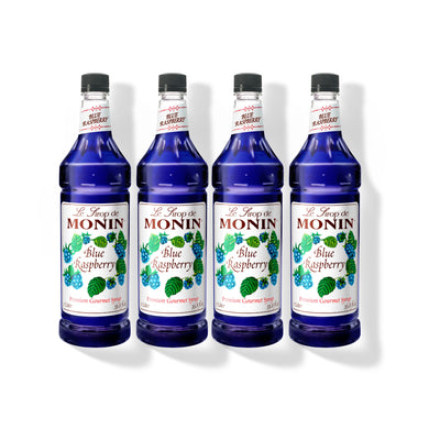 Monin Blue Raspberry Syrup 1L Plastic Bottle (Pack of 4)