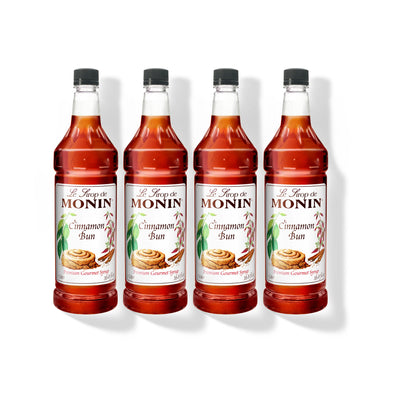 Monin Cinnamon Bun Syrup 1L Plastic Bottle (Pack of 4)