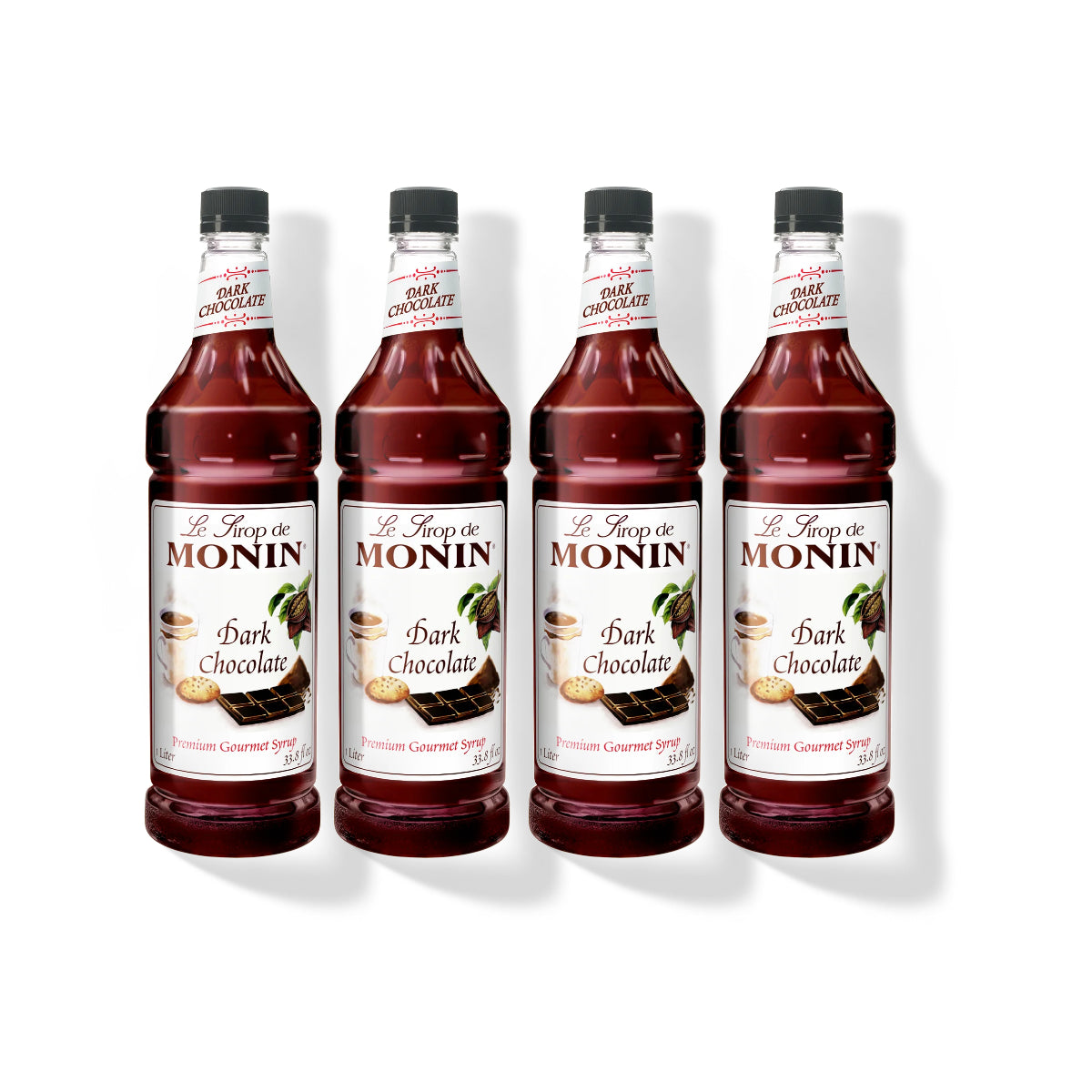 Monin Dark Chocolate Syrup 1L Plastic Bottle (Pack of 4)