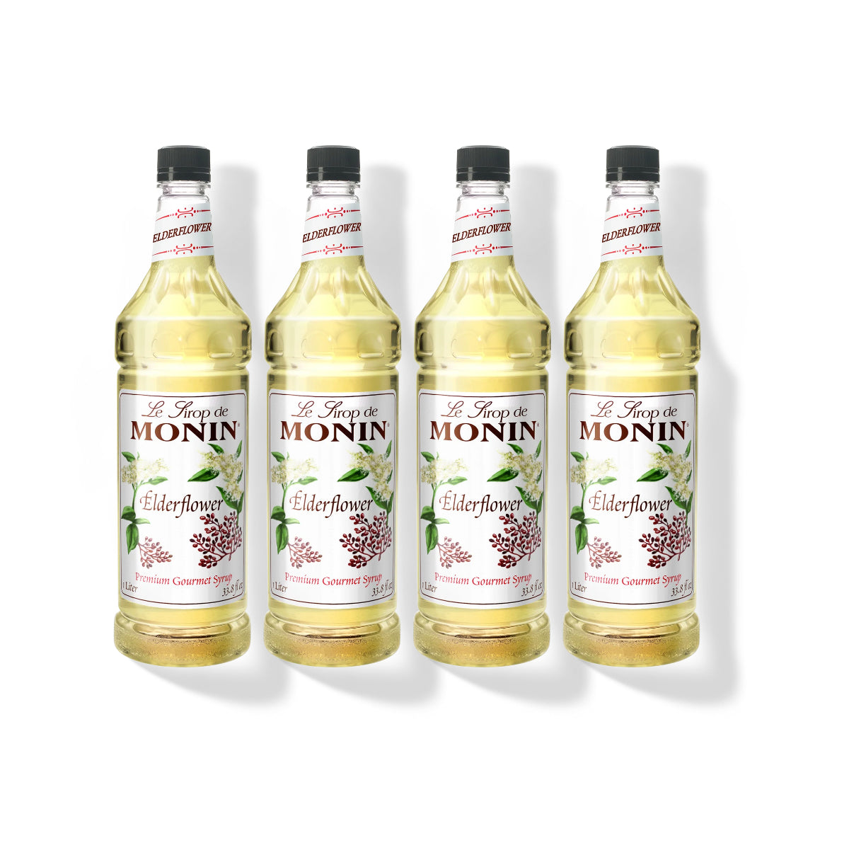 Monin Elderflower Syrup 1L Plastic Bottle (Pack of 4)
