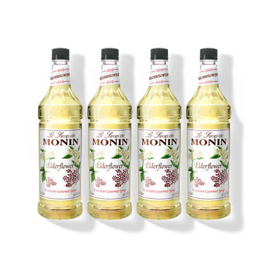 Monin Elderflower Syrup 1L Plastic Bottle (Pack of 4)
