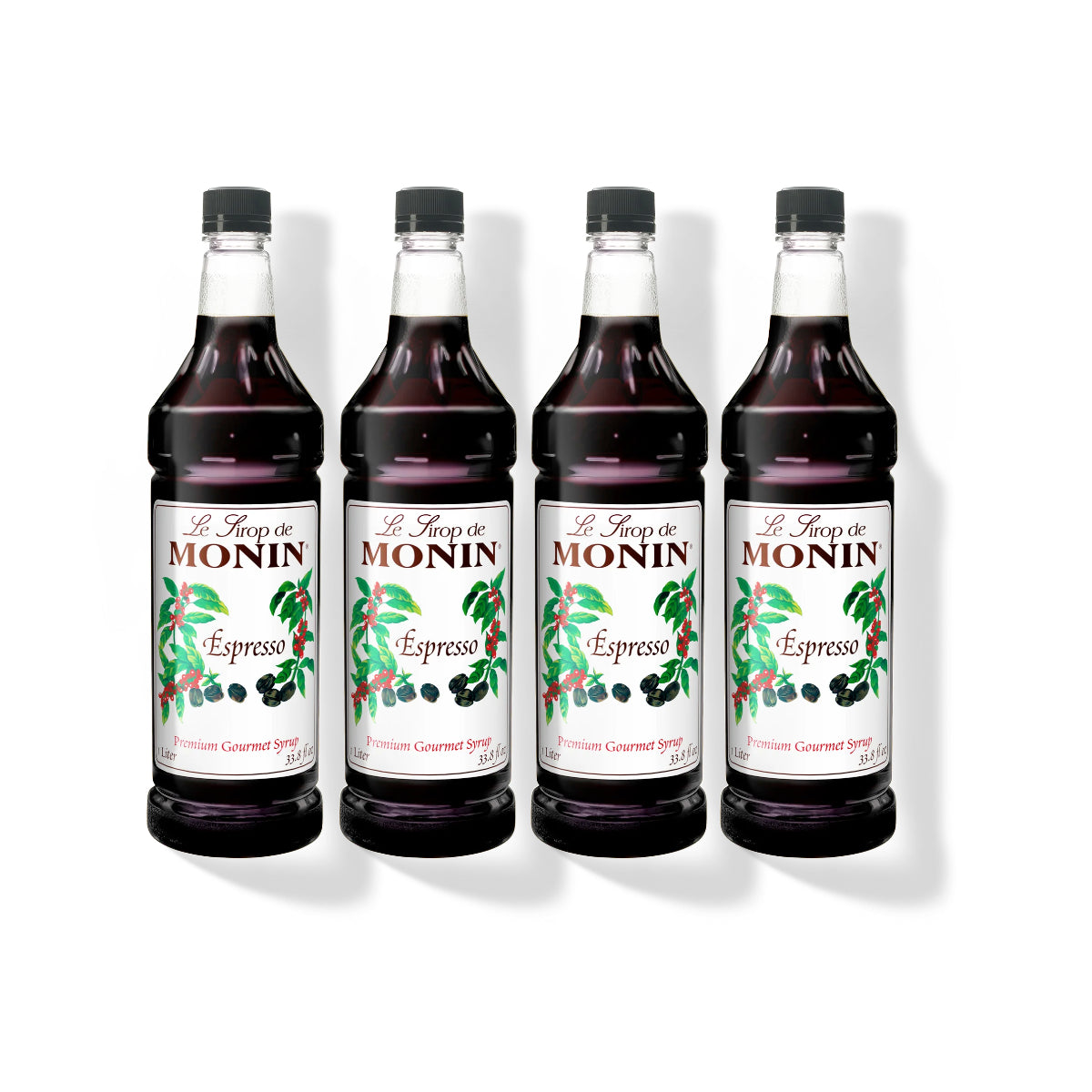 Monin Espresso Syrup 1L Plastic Bottle (Pack of 4)