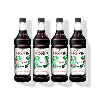 Monin Espresso Syrup 1L Plastic Bottle (Pack of 4)