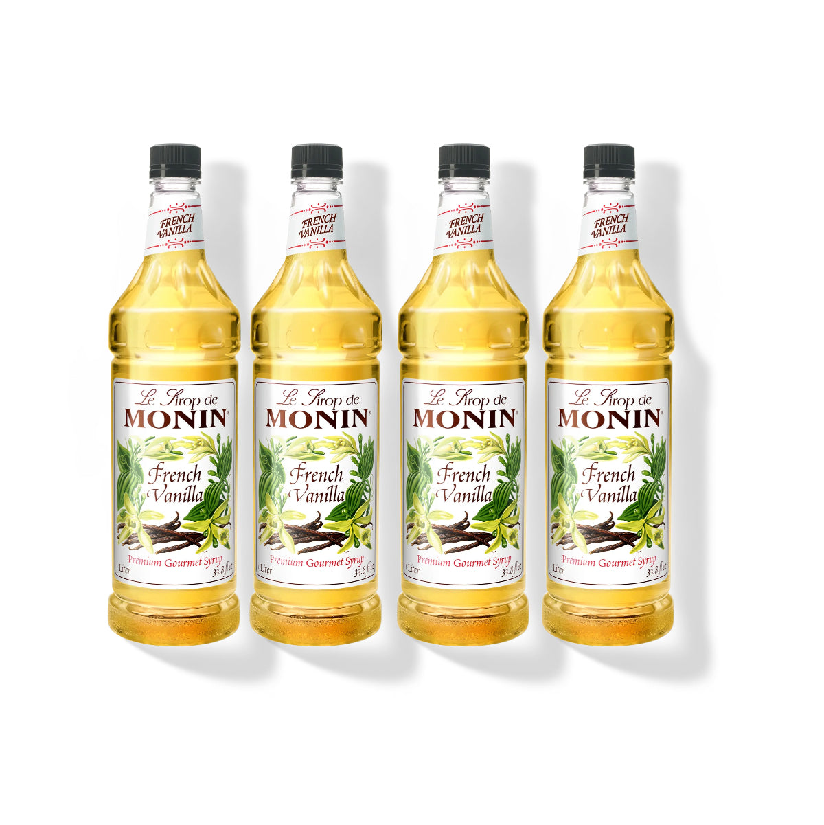 Monin French Vanilla Syrup 1L Plastic Bottle (Pack of 4)