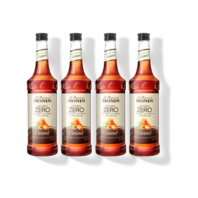 Monin Natural Zero Caramel 1L Plastic Bottle (Pack of 4)