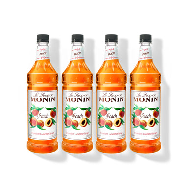 Monin Peach Syrup 1L Plastic Bottle (Pack of 4)