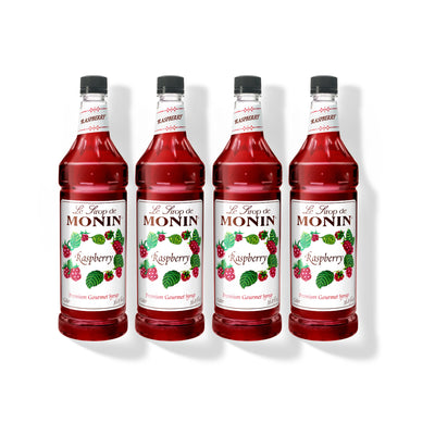Monin Raspberry Syrup 1L Plastic Bottle (Pack of 4)