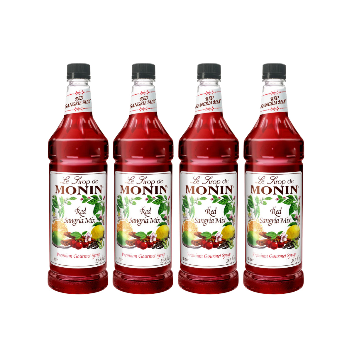 Monin Red Sangria Mix Syrup 1L Plastic Bottle (Pack of 4)