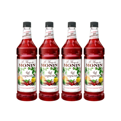 Monin Red Sangria Mix Syrup 1L Plastic Bottle (Pack of 4)