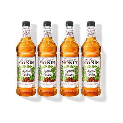 Monin Roasted Hazelnut Syrup 1L Plastic Bottle (Pack of 4)