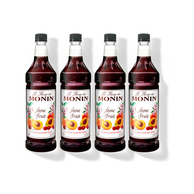 Monin Stone Fruit Syrup 1L Plastic Bottle (Pack of 4)