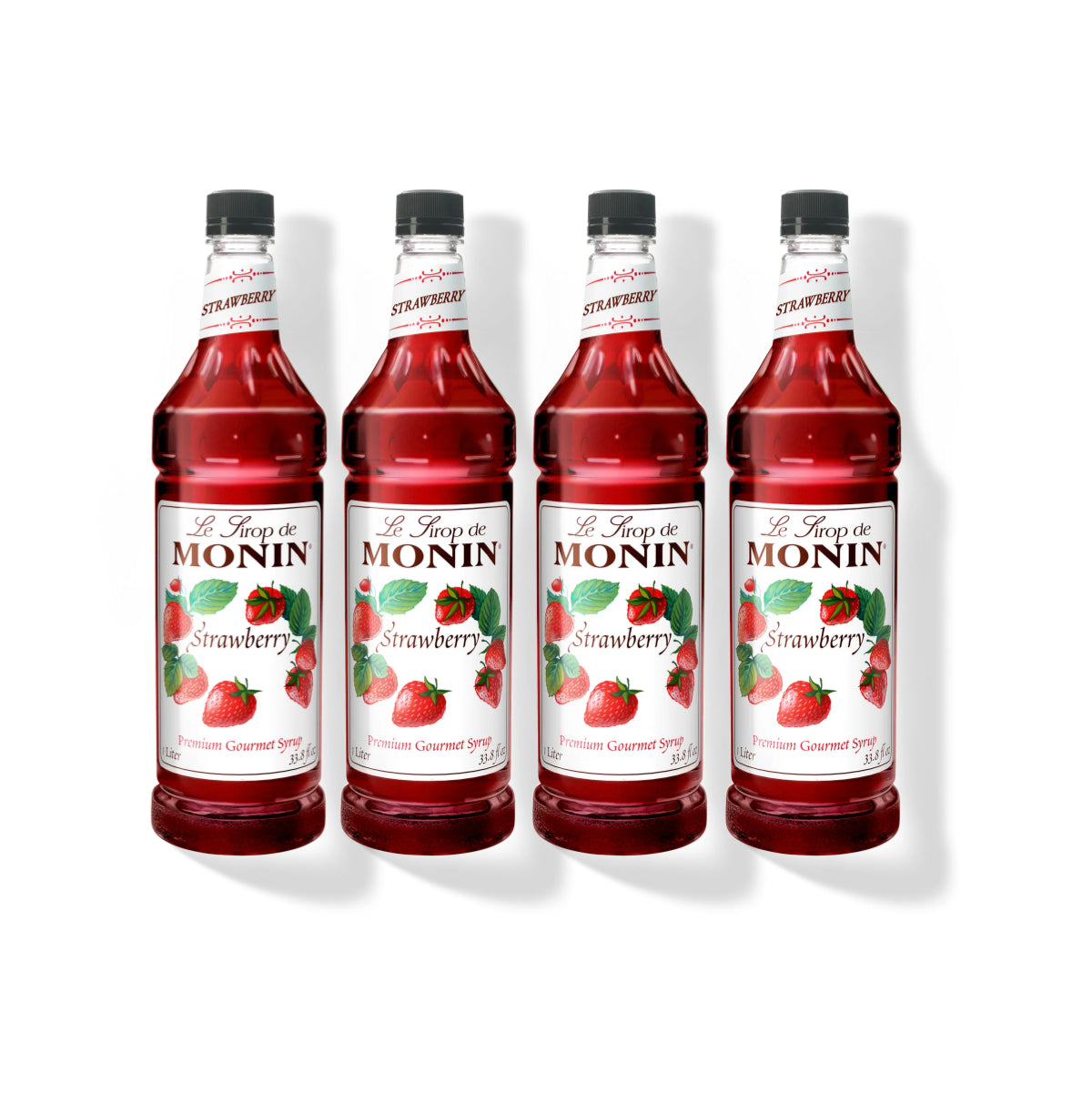 Monin Strawberry Syrup 1L Plastic Bottle (Pack of 4)