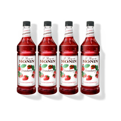 Monin Strawberry Syrup 1L Plastic Bottle (Pack of 4)