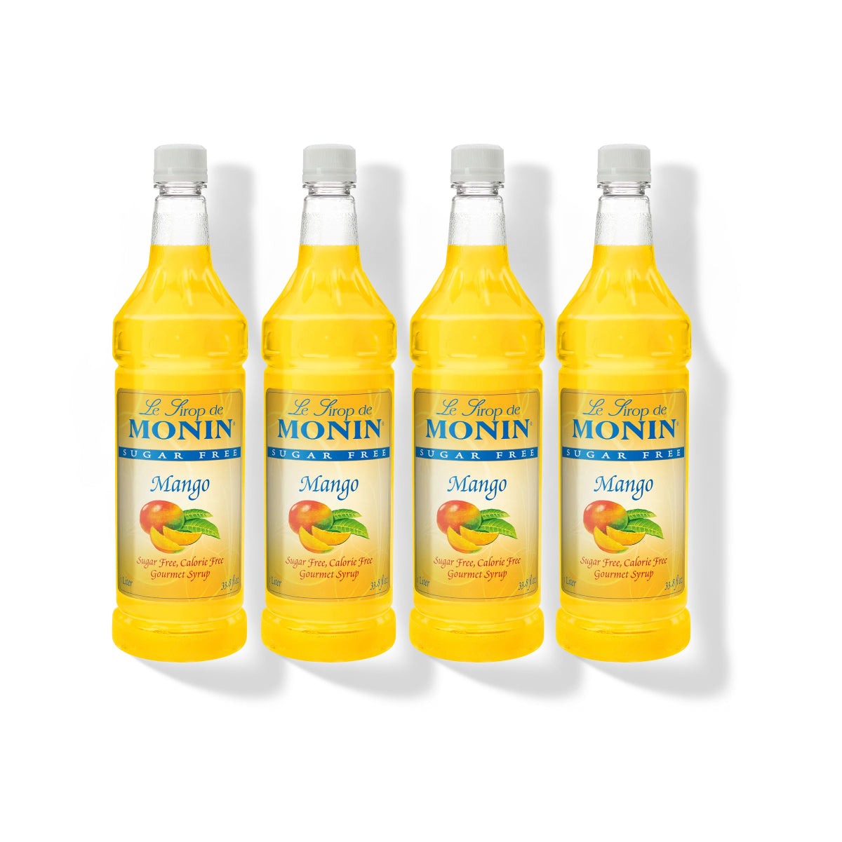Monin Sugar Free Mango Syrup 1L Plastic Bottle (Pack of 4)