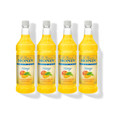 Monin Sugar Free Mango Syrup 1L Plastic Bottle (Pack of 4)