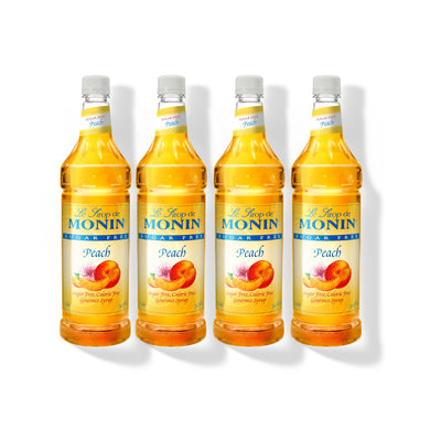 Monin Sugar Free Peach 1L Plastic Bottle (Pack of 4)