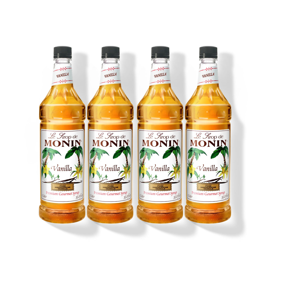 Monin Vanilla Syrup 1L Plastic Bottle (Pack of 4)