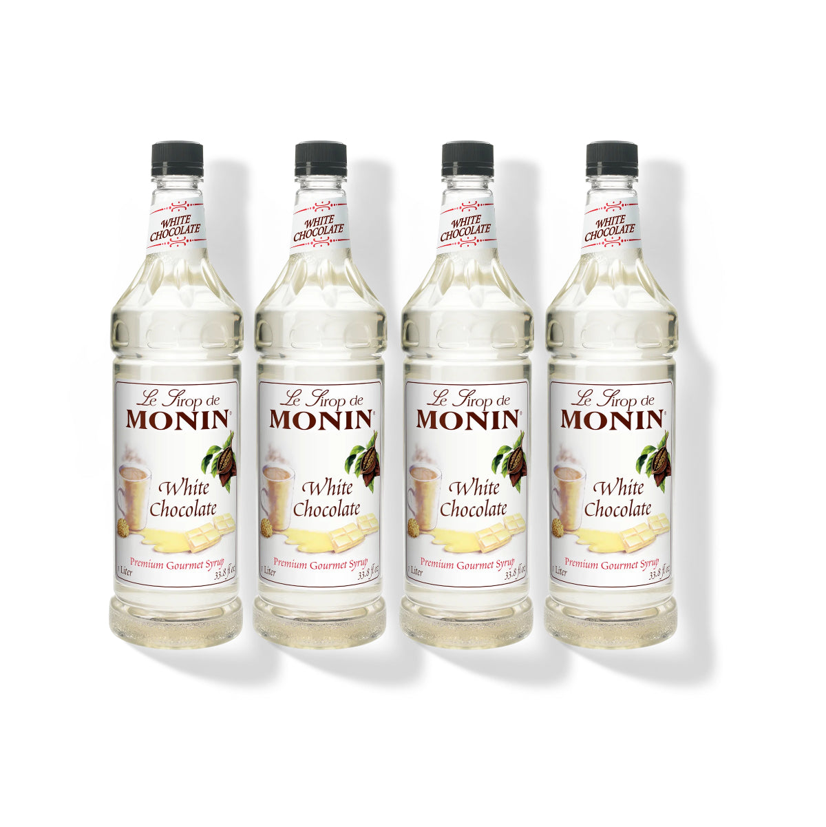 Monin White Chocolate Syrup 1L Plastic Bottle (Pack of 4)