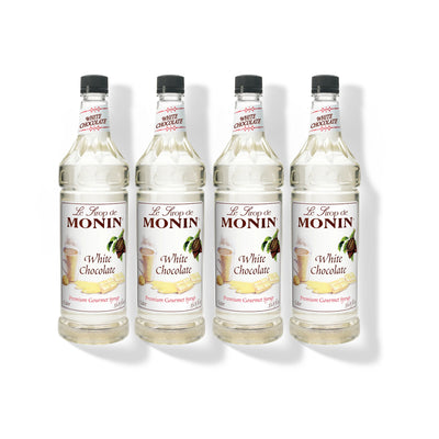 Monin White Chocolate Syrup 1L Plastic Bottle (Pack of 4)