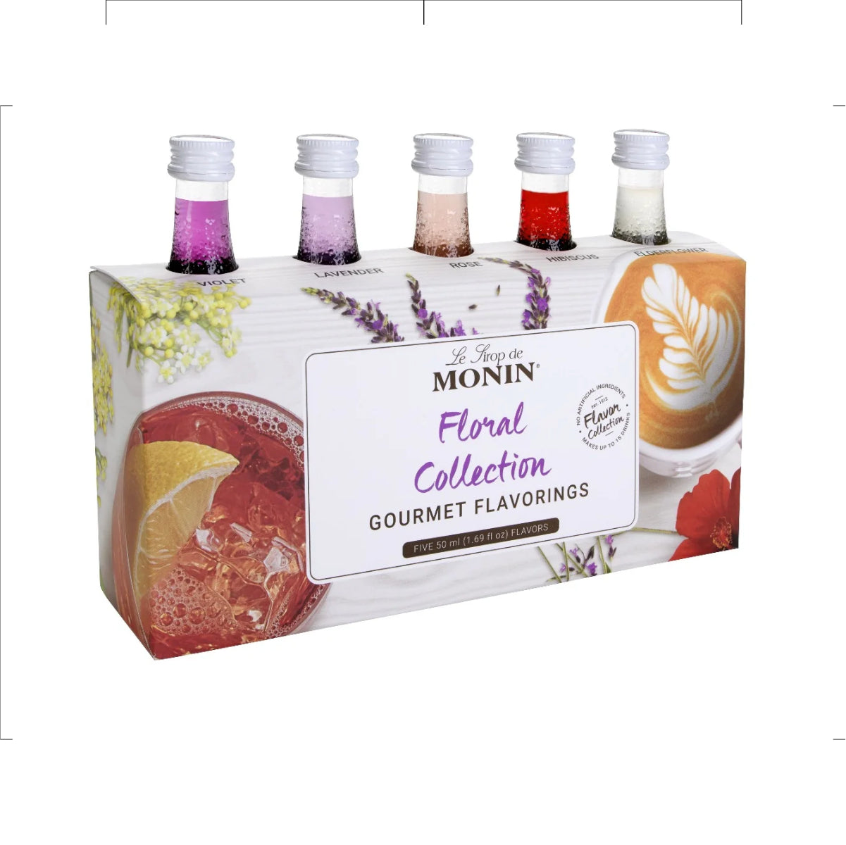 Monin Floral Flavour Collection (5 x 50 ML Sample Syrup Bottles)