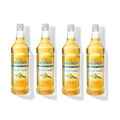 Monin Sugar Free French Vanilla Syrup 1L Plastic Bottle (Pack of 4)
