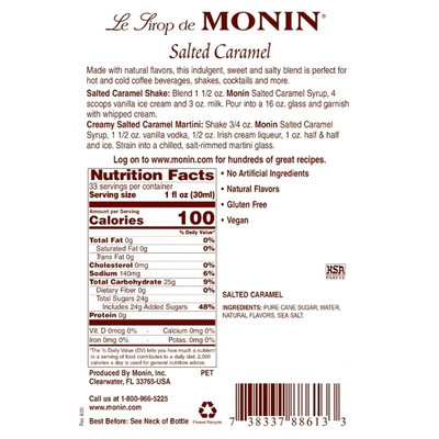 Monin Salted Caramel Syrup 1L Plastic Bottle