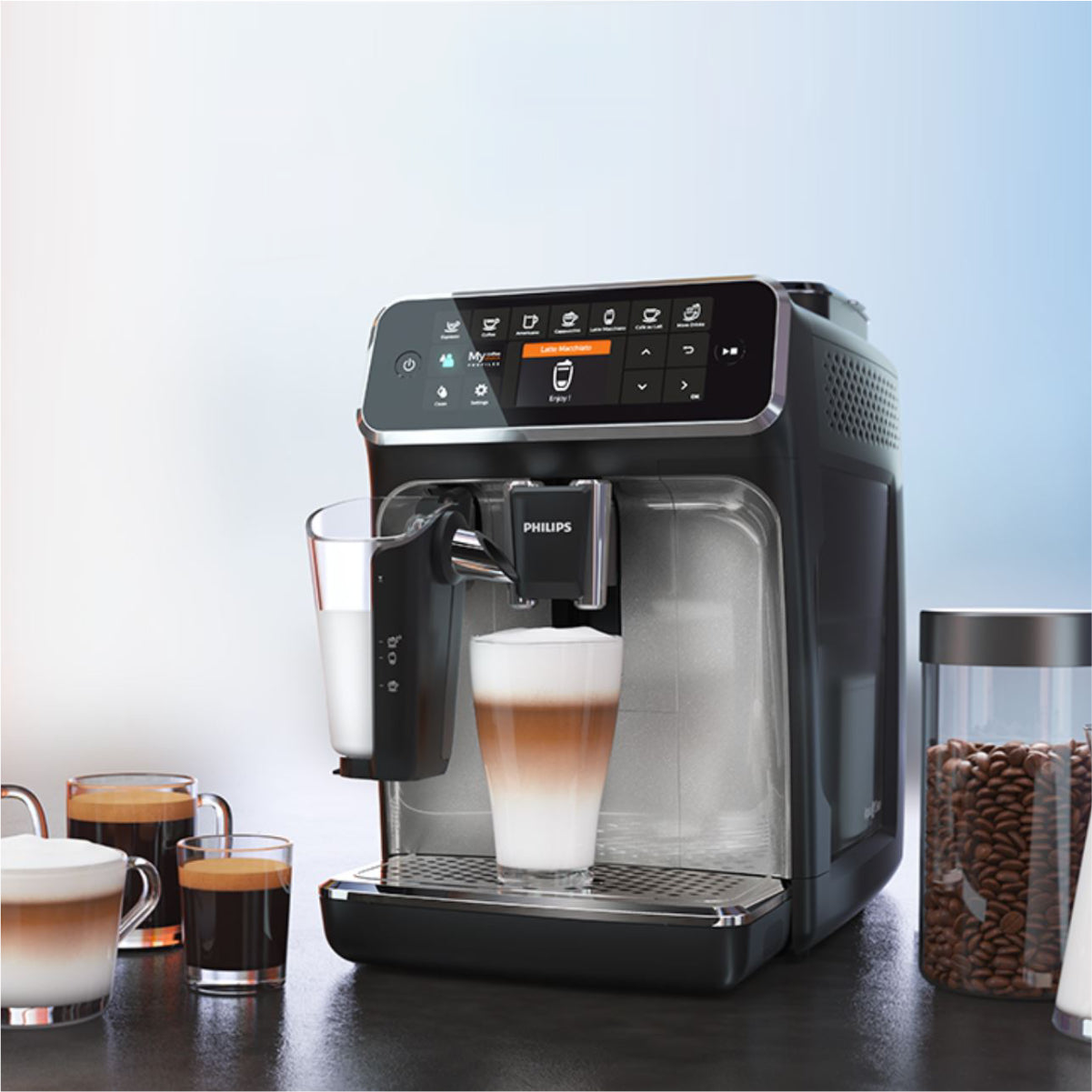 Philips 4300 LatteGo Automatic Espresso, Cappuccino, & Latte Macchiato –  The Kitchen Barista & Gifts