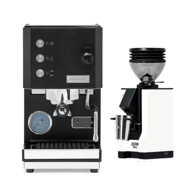 Profitec Go (Black) & Eureka Zero 55S (White) Espresso Machine + Grinder Bundle