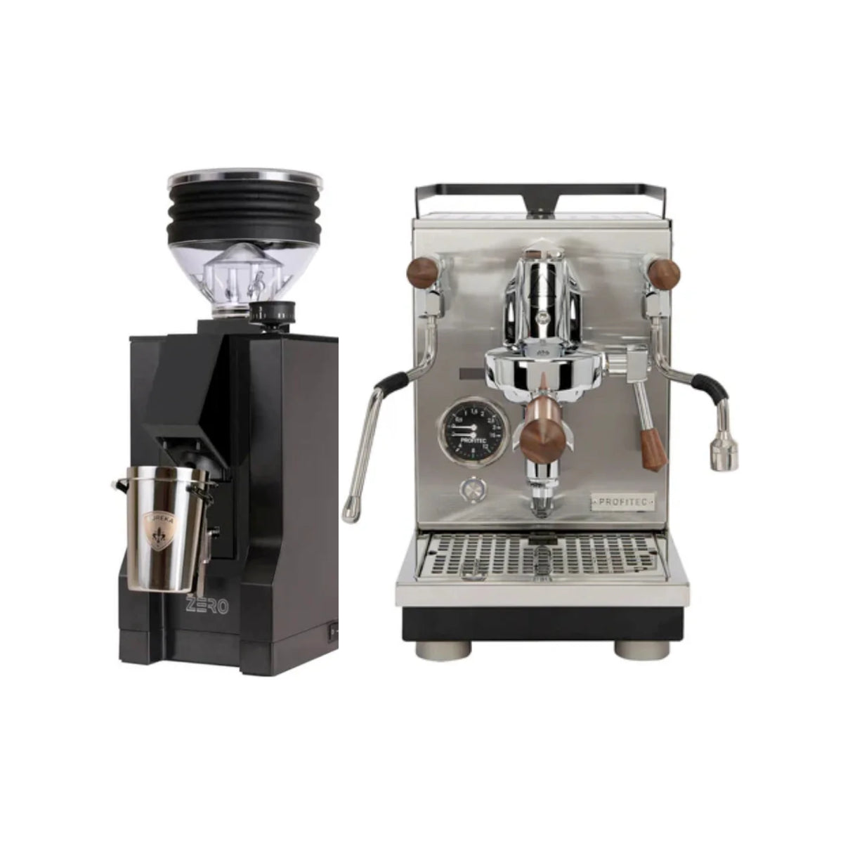 Profitec Jump Espresso Machine & Eureka Mignon Zero w/Black Spout (Black) - Bundle