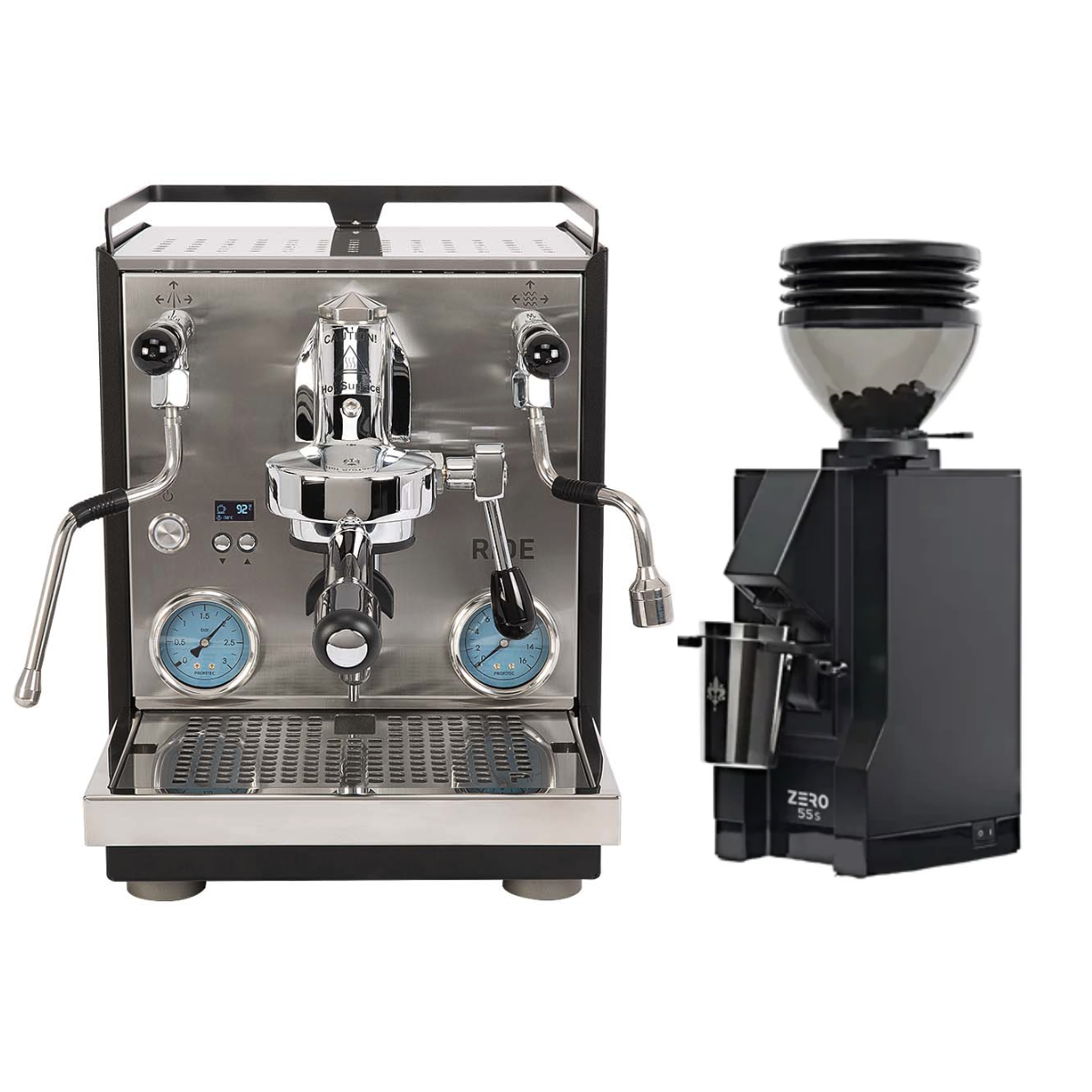 Profitec Ride & Eureka Zero 55S (Black) Espresso Machine + Grinder Bundle