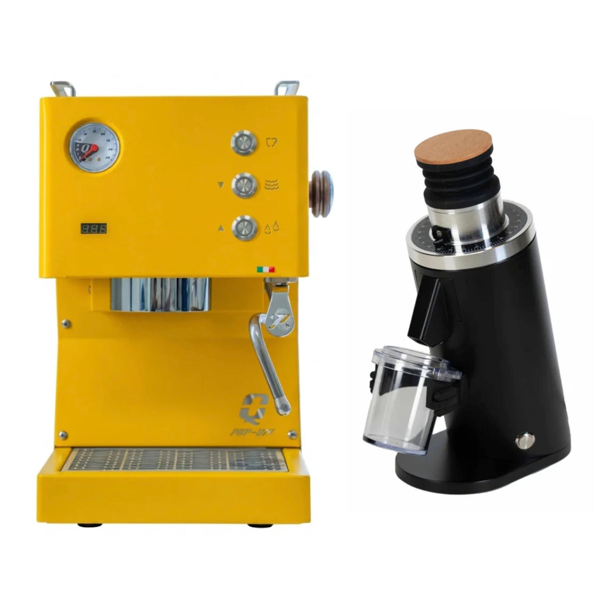 Quick Mill Pop Up (Yellow) & DF54 (Black) Espresso Machine + Grinder Bundle