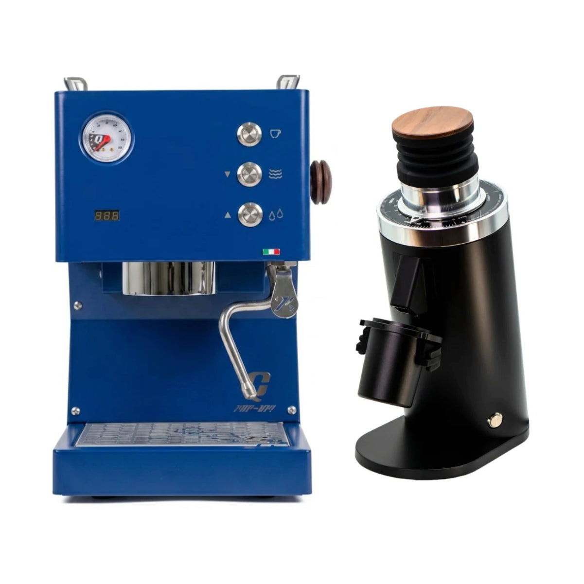 Quick Mill Pop Up (Blue) & DF64 (Black) Espresso Machine + Grinder Bundle