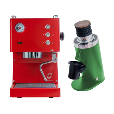 Quick Mill Pop Up (Red) & DF64 (Green) Espresso Machine + Grinder Bundle