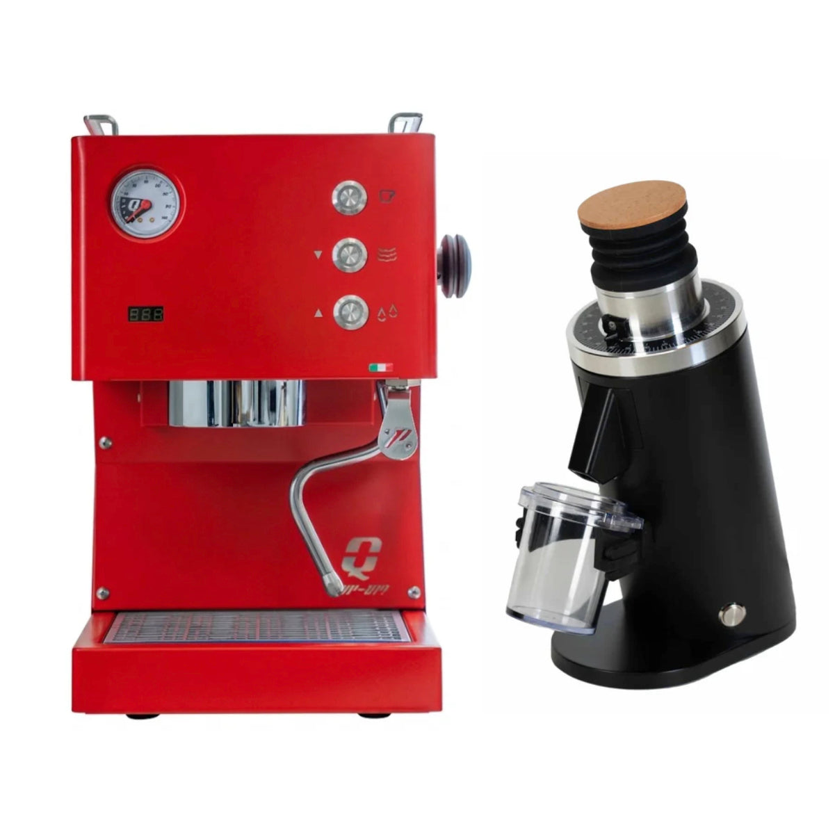 Quick Mill Pop Up (Red) & DF54 (Black) Espresso Machine + Grinder Bundle