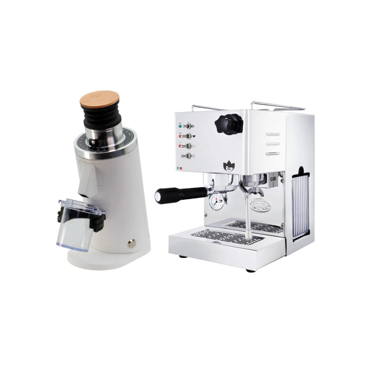 Quick Mill Pippa Espresso Machine (White) & DF54 Gen 2 Grinder (White) - Bundle