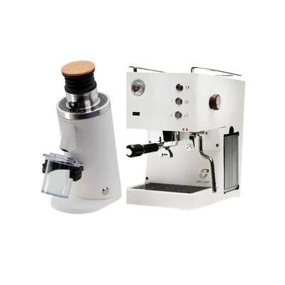 Quick Mill Pop Up Espresso Machine (White) & DF54 Gen 2 Grinder (White) - Bundle