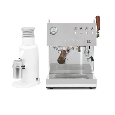 Ascaso Steel Duo Plus V2 PID (Polished) & T64 Single Dose Coffee Grinder (White) Bundle