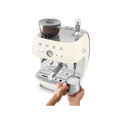 Smeg Manual Semi Automatic Espresso Machine With Grinder (EGF03CRUS - Cream)