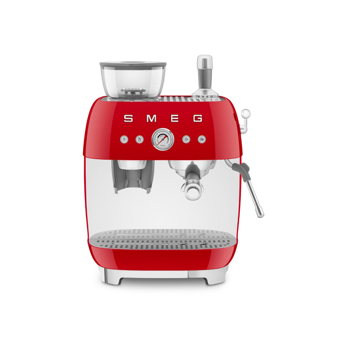 Smeg Manual Semi Automatic Espresso Machine With Grinder (EGF03RDUS - Red)